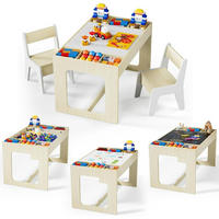 KINDERTISCH-STUHL-SET mit Stauraum Holzoptik mit Weiß 2-teiliges Set - Creme, Holzwerkstoff (48/48/80cm)