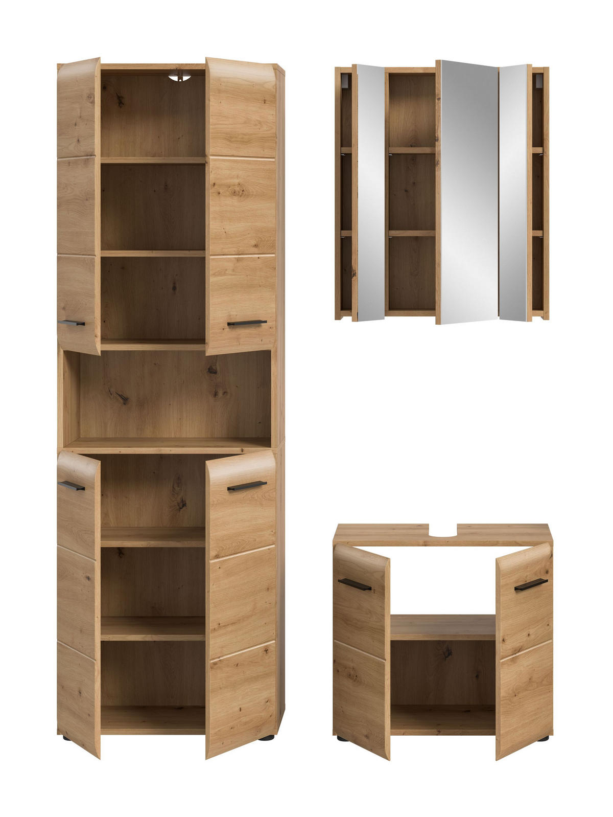 BAD-SET ICE 3-tlg. (B/H/T: ca. 135/185/30 cm) in Artisan Oak Nachbildung/Artisan Oak Nachbildung - Eiche Artisan, Holz (135/185/30cm)