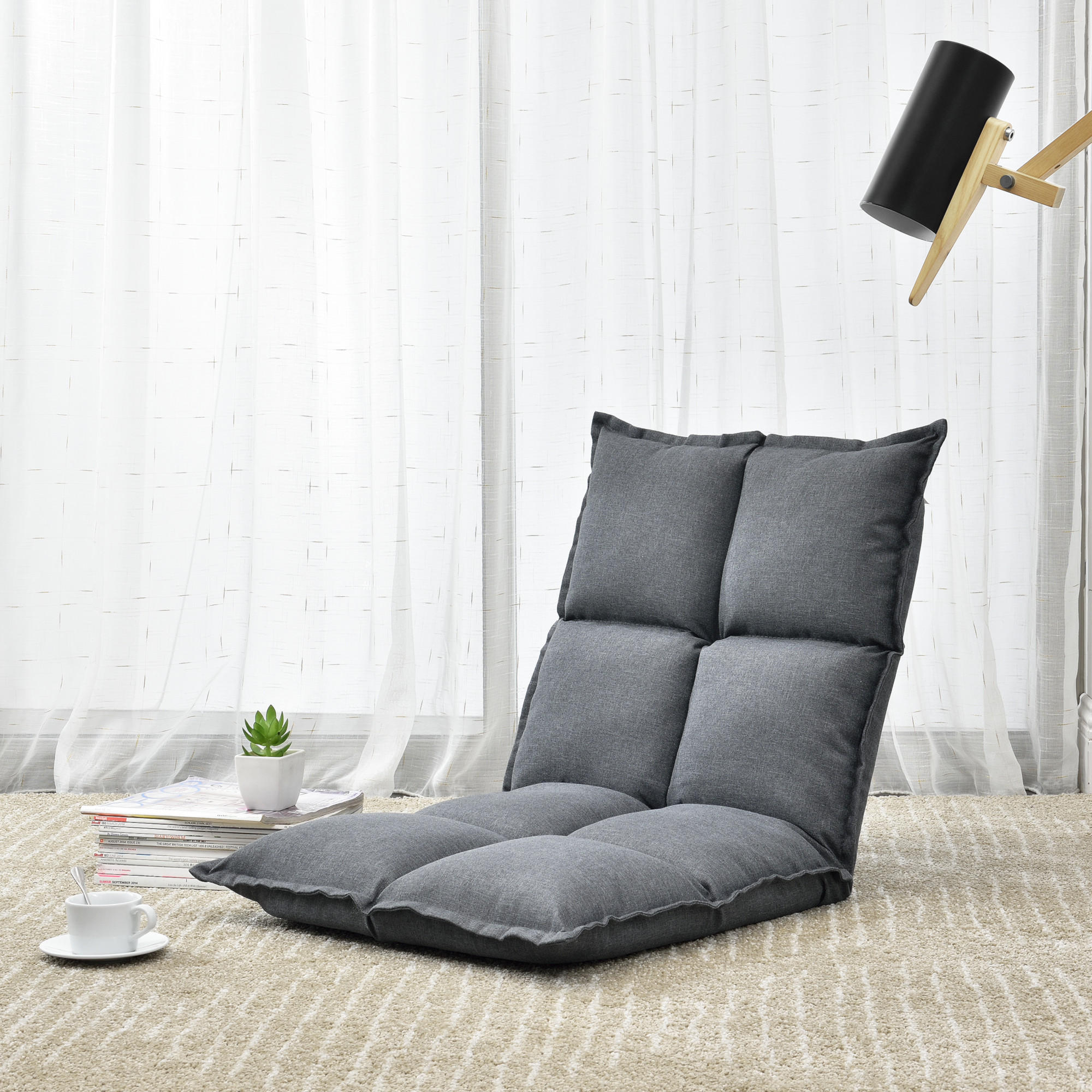 BODENSTUHL-SET 2 TLG. Deinze - Hellgrau, Textil (110/11/55cm) - [en.casa]