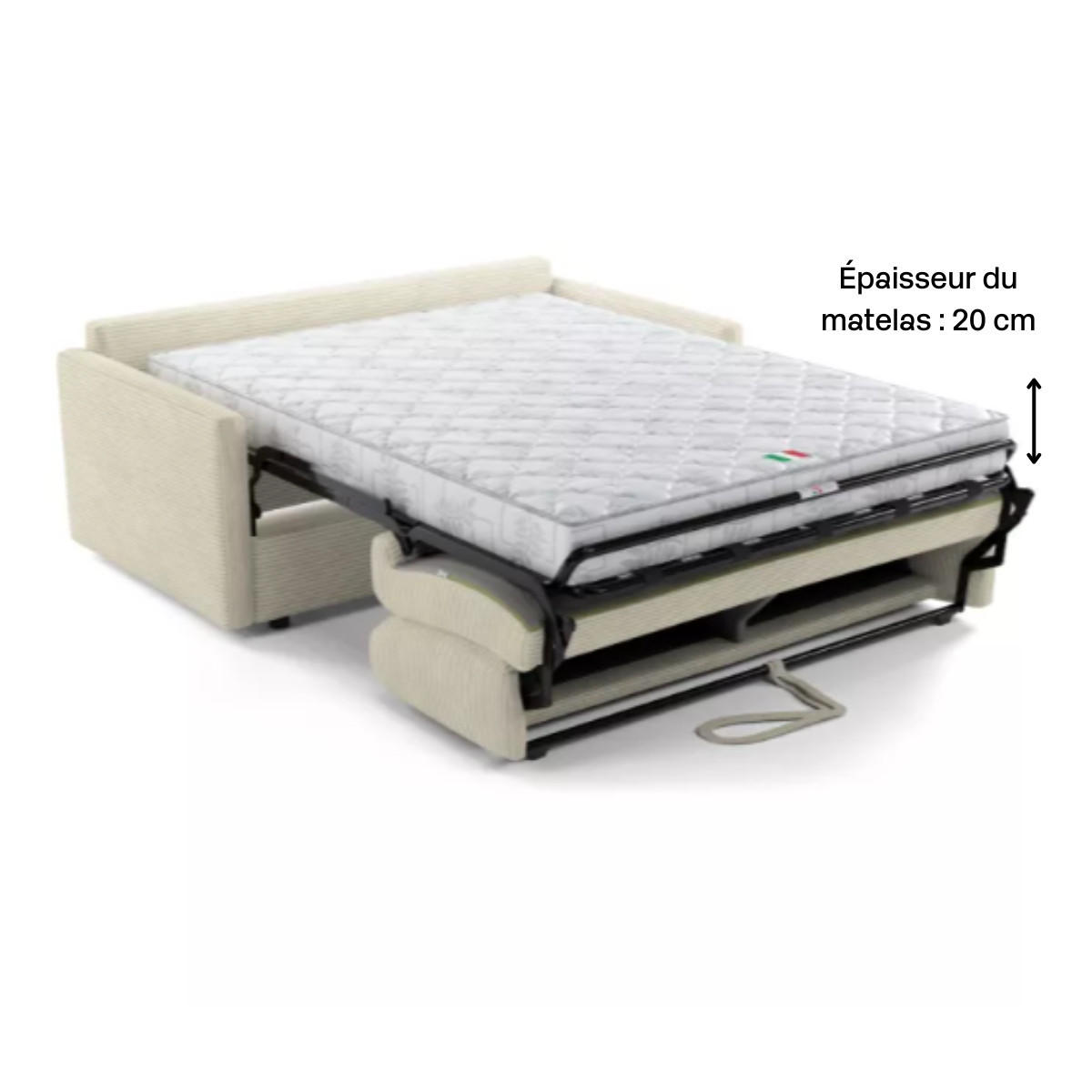 SOFA 3 sitzer aus elfenbeinfarbenem Cord umbaubar giulia 175/100/87 cm - Weiß, Holz (100/87/175cm) - Calicosy