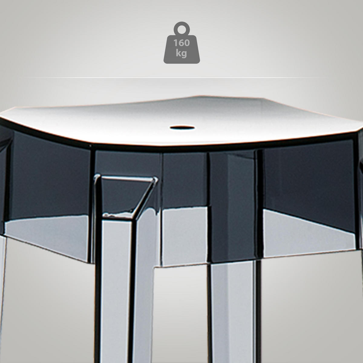 BARHOCKER 2er Set Kunststoff schwarz - Eukalyptusholzfarben/Schwarz, Kunststoff (36/75/36cm) - CLP