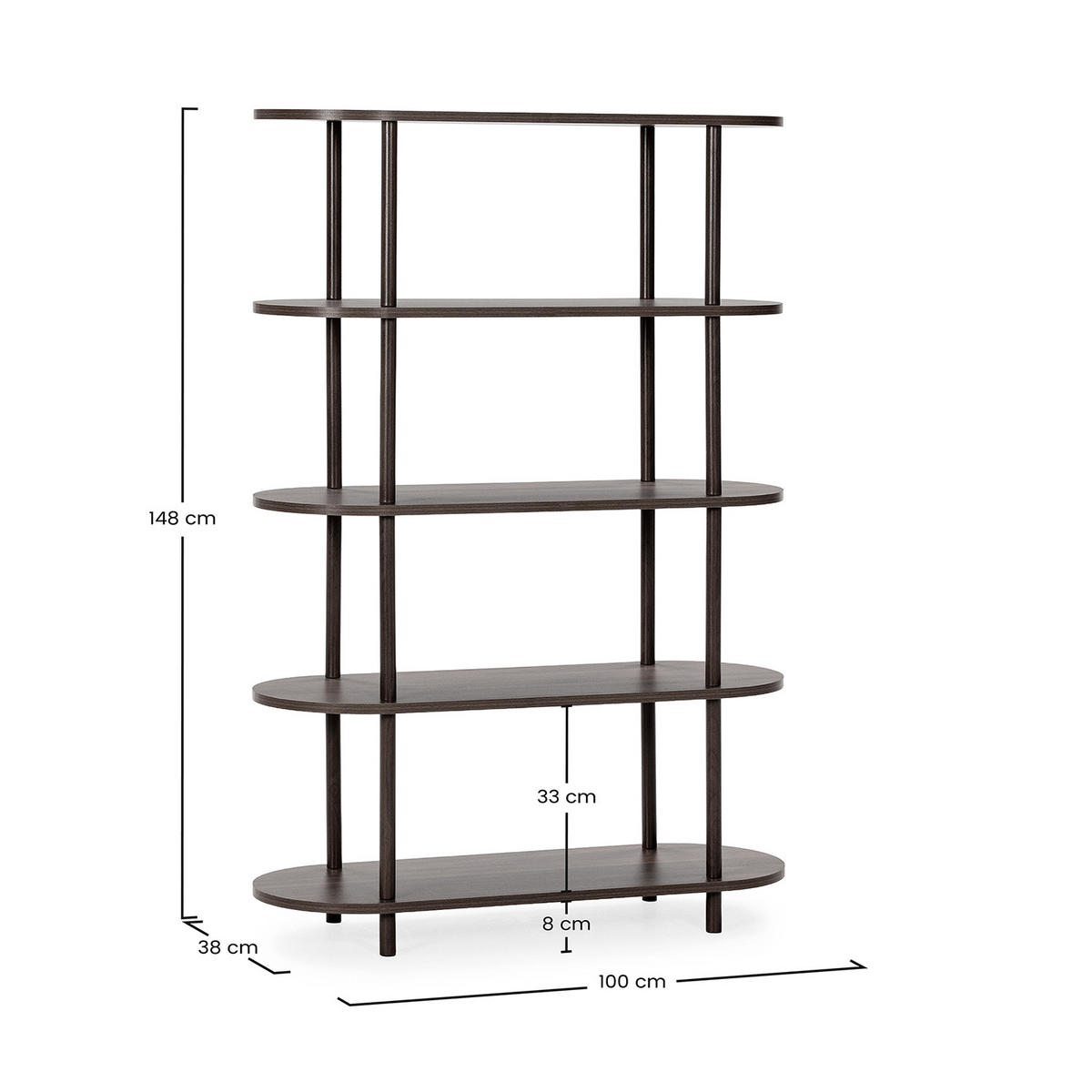 REGAL Montana 5 Regalböden Walnuss-Optik - Walnussfarben, Holzwerkstoff (100/148/38cm) - VS Venta-stock