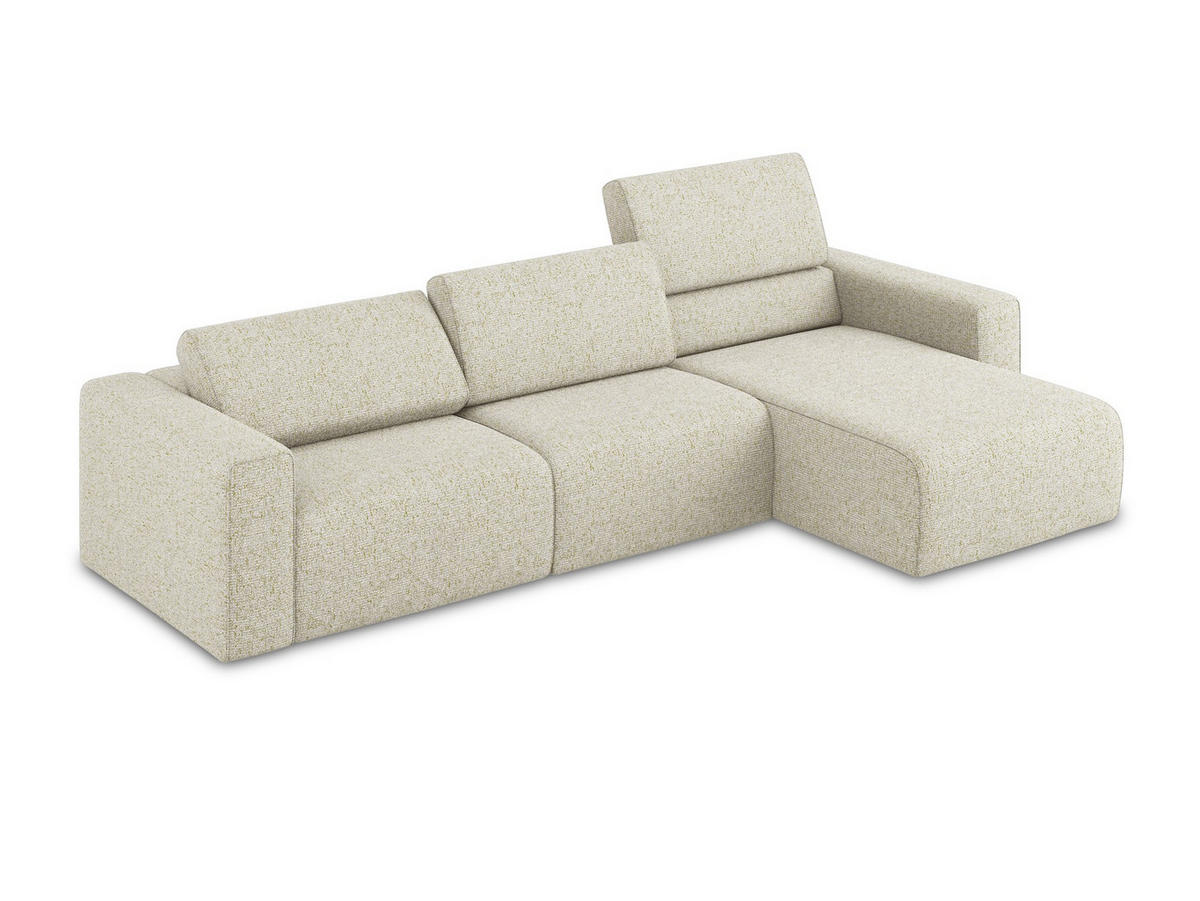 ECKSOFA rechts Strukturstoff Stoff Beige - Beige/Creme, Kunststoff/Textil (314/167cm) - Makamii