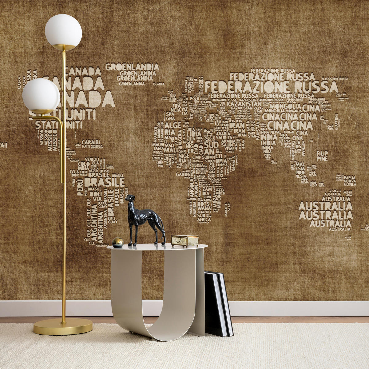 FOTOTAPETE für Büro alte italienische Weltkarte 150x105 - Beige/Braun, Papier (150/105cm) - Muralo