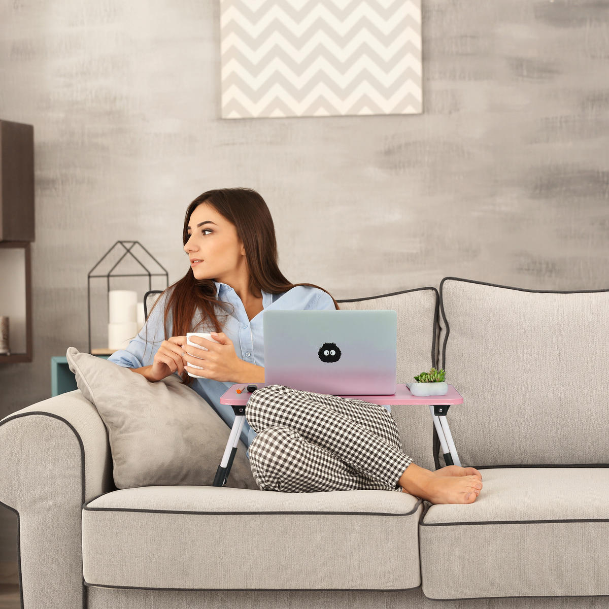LAPTOPTISCH Pink klappbar - Rosa, Holzwerkstoff/Kunststoff (40/63/26cm) - Relaxdays