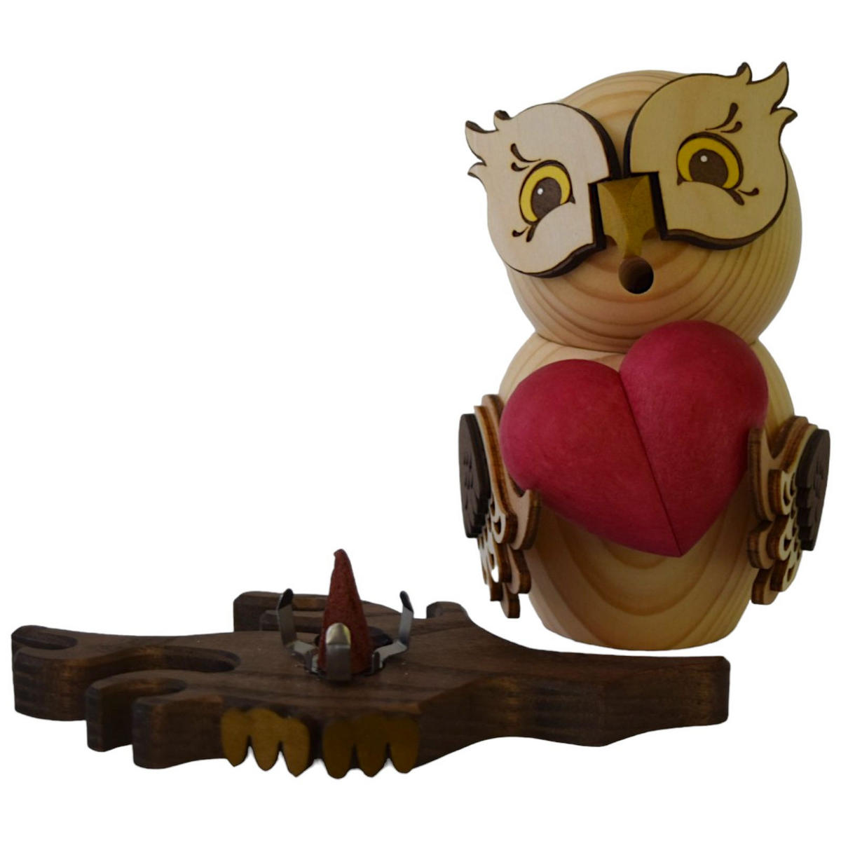 RÄUCHERFIGUR Eule mit Herz 15 cm - Multicolor, Holz (10/15/10cm)