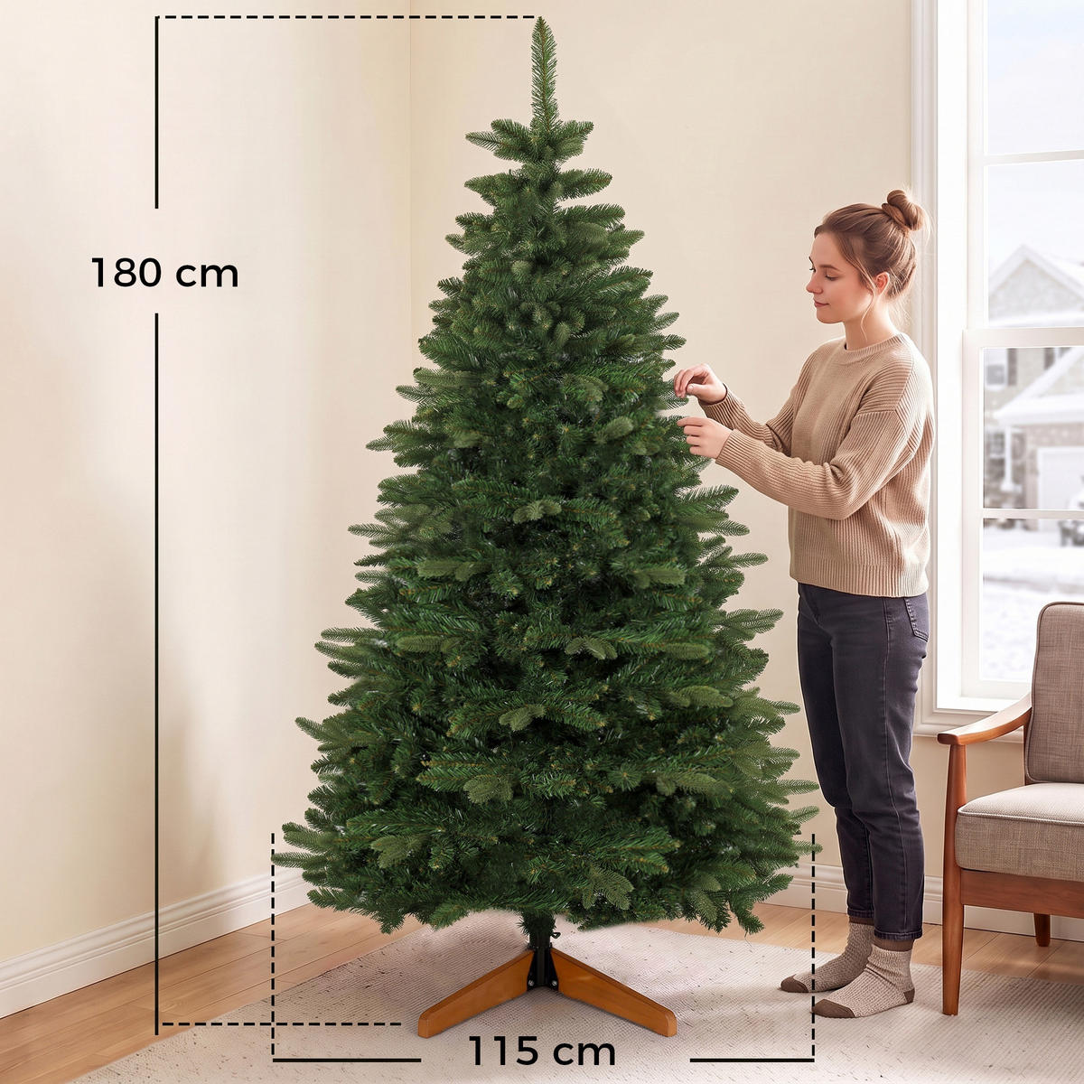 WEIHNACHTSBAUM PVC Stahl Grün - Grün, Kunststoff (180cm) - HOMCOM