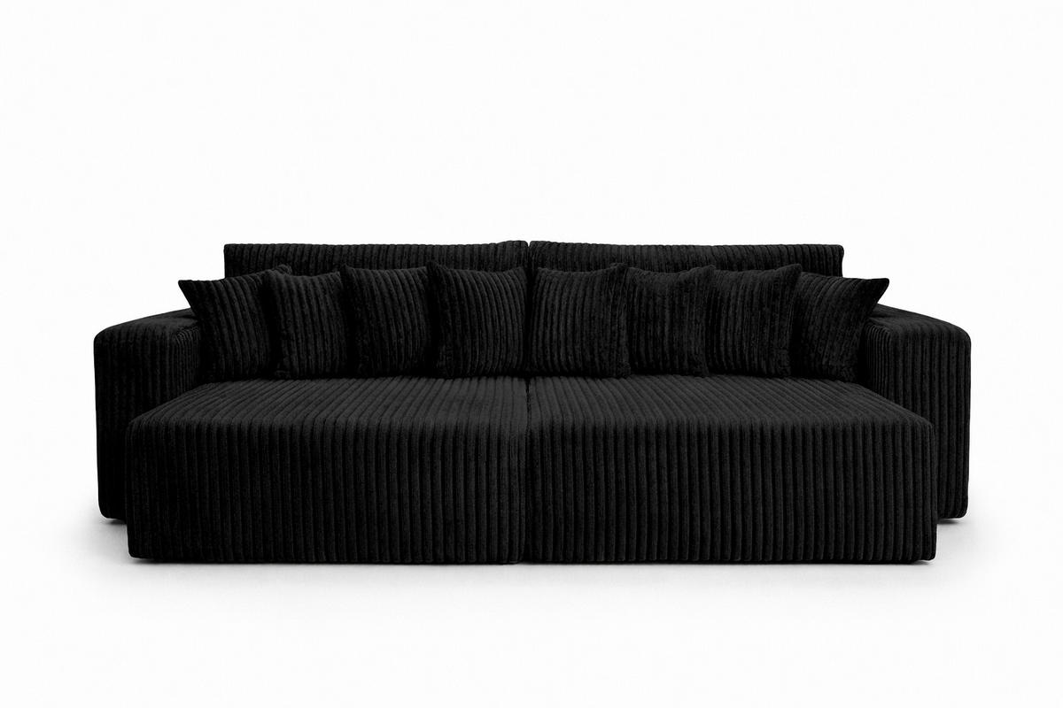 SCHLAFSOFA, Cordstoff Tilia, Schwarz, PIANO DOUBLE - Schwarz, Holz (246/83/145cm) - Kaiser Möbel
