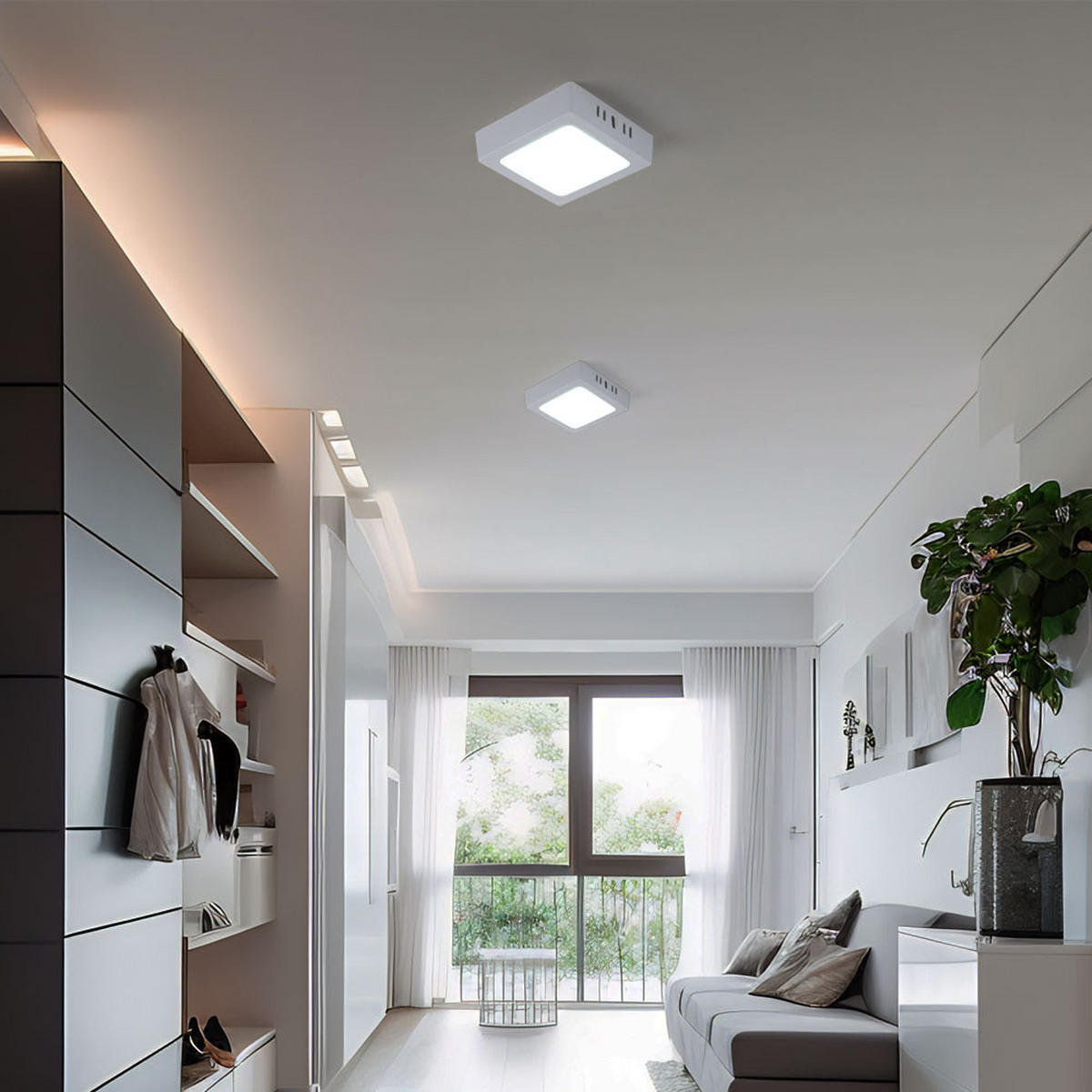 LED DECKENLEUCHTE Aufbau Weiß - Weiß, Kunststoff (12/12/3cm)
