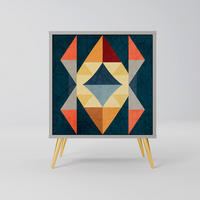 SIDEBOARD CRACKED ILLUSION, Grau, 57,5x42x75,5 cm, Goldfarbene Metallfüße - Goldfarben/Multicolor, Holzwerkstoff/Metall (57.5/75.5/42cm) - SpaceRebels
