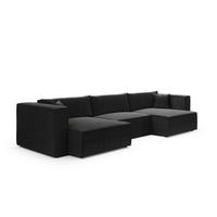 PANORAMASOFA Jimmy 5 Sitzplätze Schwarz - Schwarz, Holz (348/77/148cm) - Petits-meubles