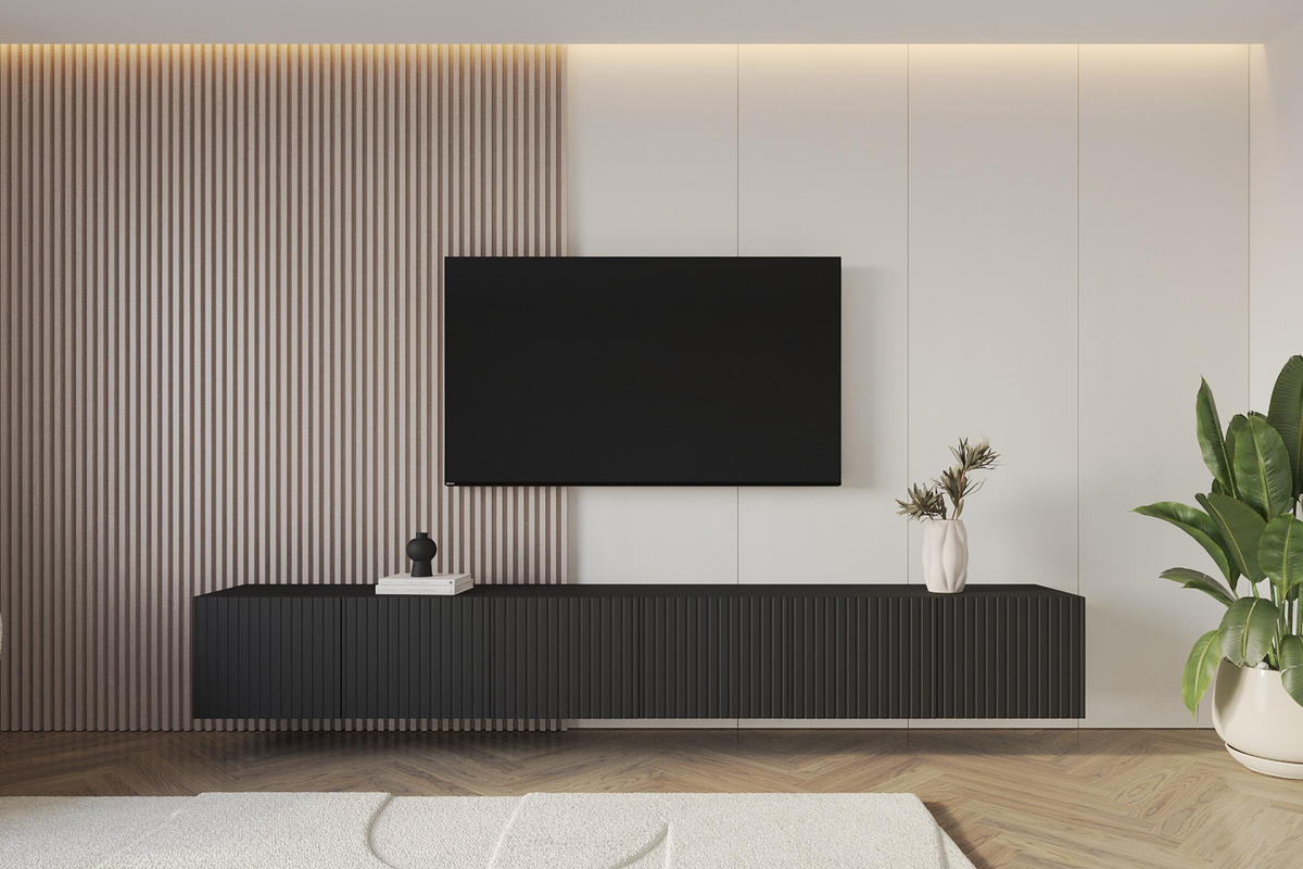 LOWBOARD KITO-W 3x100x40x41 cm - Schwarz - Schwarz, Holzwerkstoff (300/40/41cm) - ALTDECOR