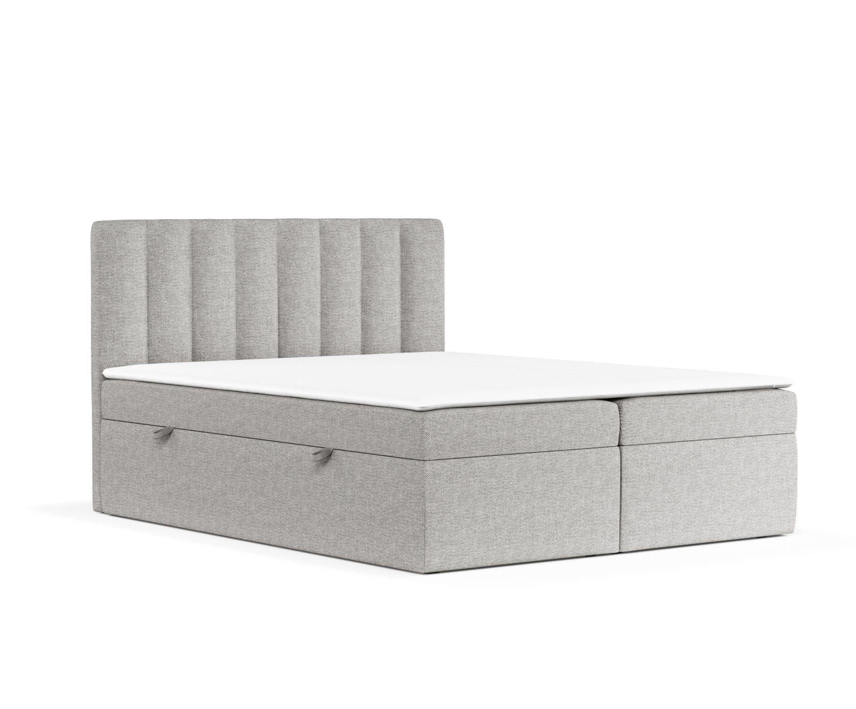 BOXBETT Novento Grau Beige 160/200 cm mit Matratze und Topper - Beige/Schwarz, Holz/Holzwerkstoff (160/200cm) - Maison de Reve