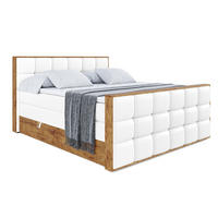 BOXSPRINGBETT mit Matratze H3|H4 und Lattenrost - LOLLI2-Z KING-160x200 - Weiß Kunstleder - Weiß, Holzwerkstoff (160/200cm) - ALTDECOR