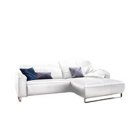 ECKSOFA YORK Weiß Leder - Silberfarben/Weiß, Leder (284/180cm) - KAWOLA