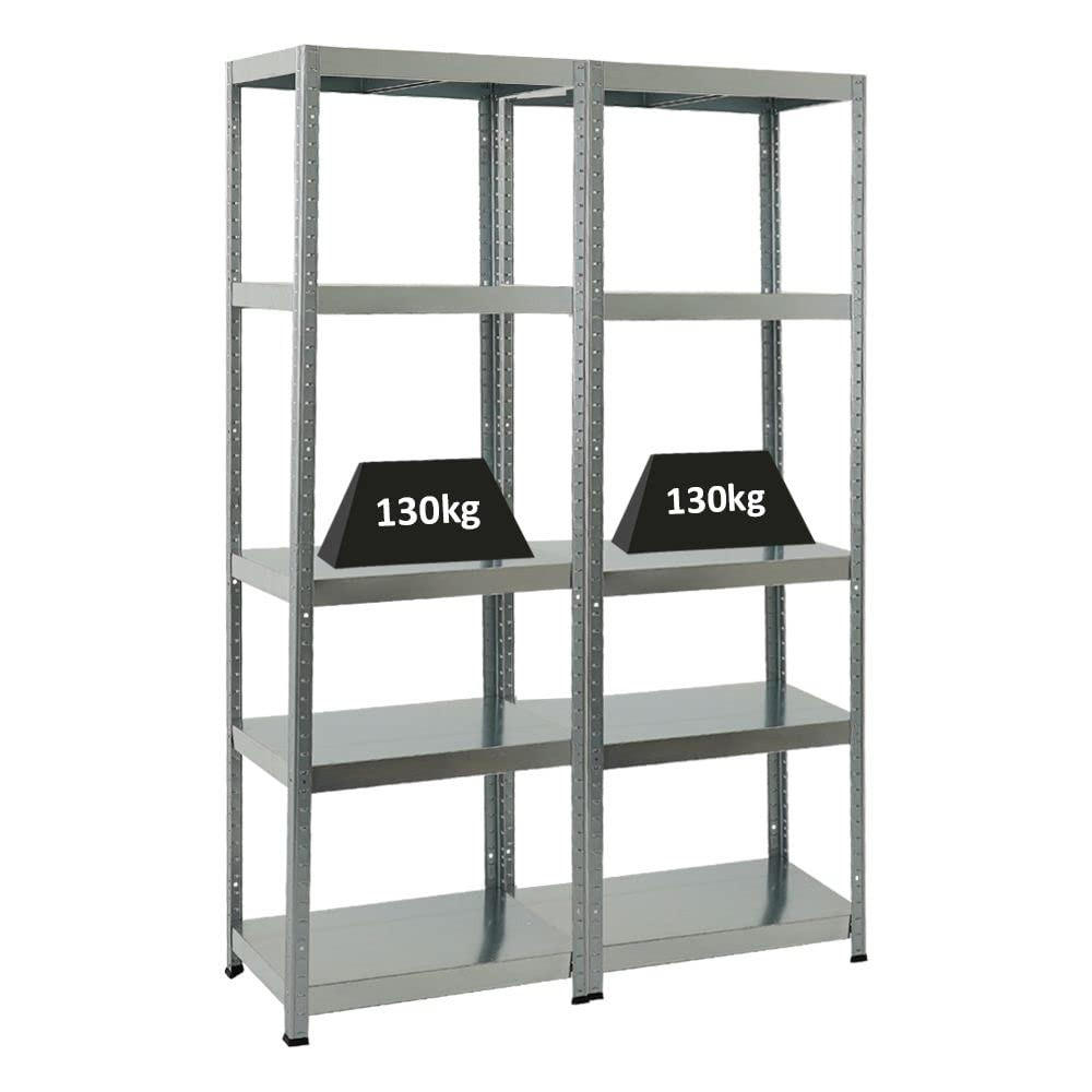 SCHWERLASTREGAL Steel Eagle 2er-Set mit 2x 180x60x40 cm Fachlast 130 kg Verzinkt - Silberfarben, Metall (120/180/40cm) - PROREGAL