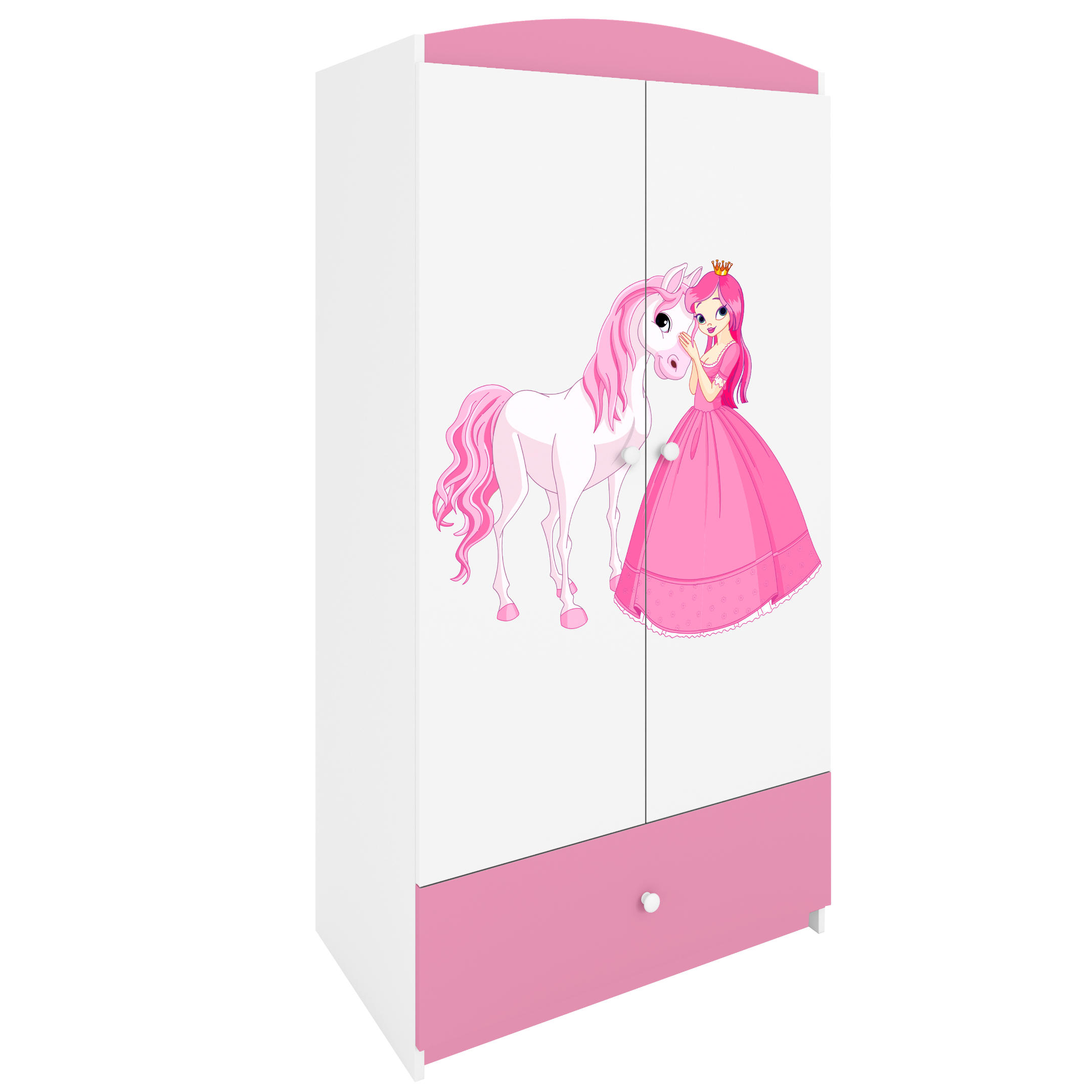 KINDERKLEIDERSCHRANK Prinzessin I - Hellrosa, Holzwerkstoff (90/175/52cm) - RAUMHIRSCH FURNITURE