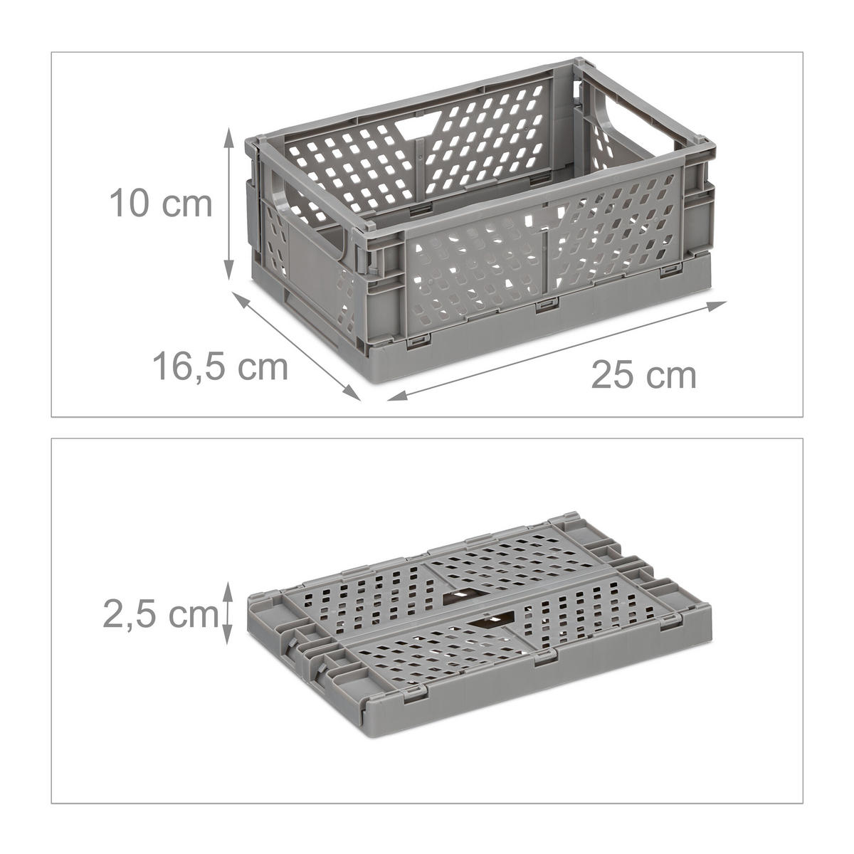 2XKLAPPBOX - Grau, Kunststoff (25/10/16.5cm) - Relaxdays
