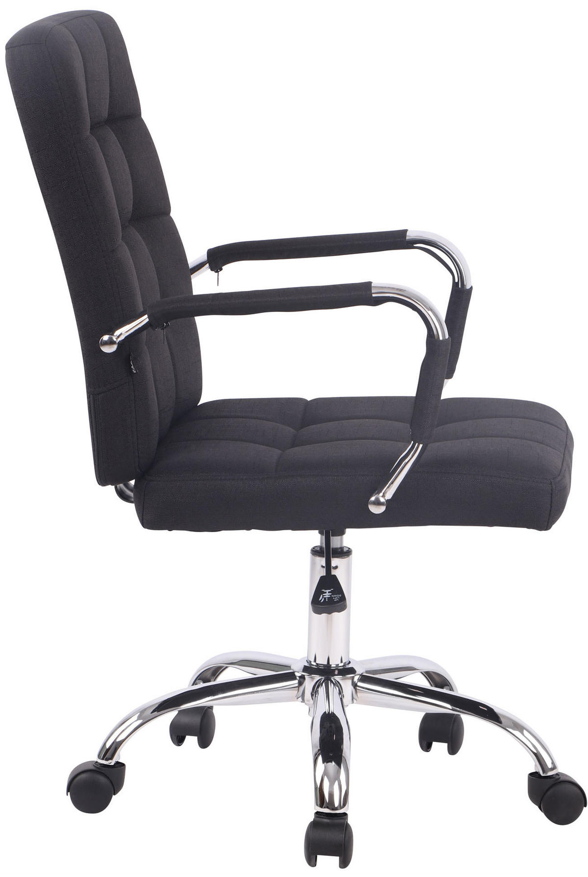 DREHSTUHL Stoff schwarz - Chromfarben/Schwarz, Textil/Metall (58/92/65cm) - CLP