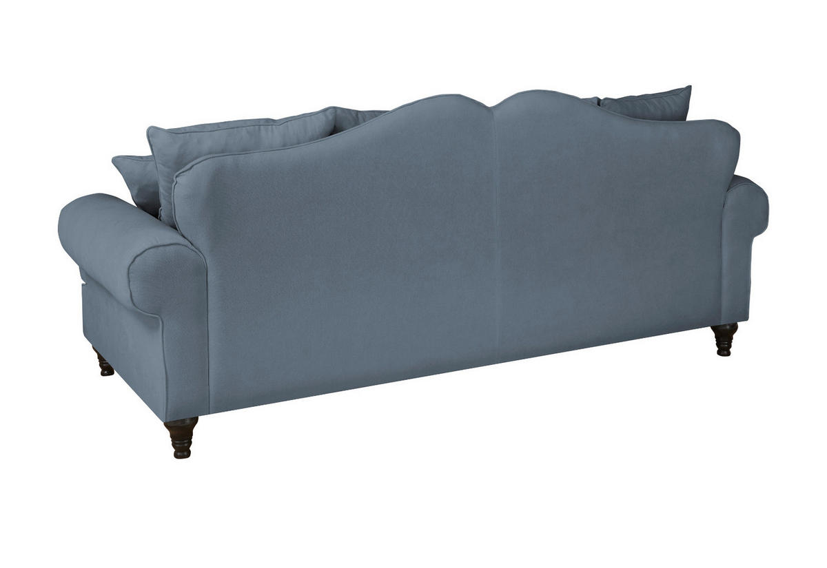 SOFA blau Landhaus, Couch 3,5-Sitzer 230 cm - Blau, Holz/Textil (230/95/100cm) - Furn.Design