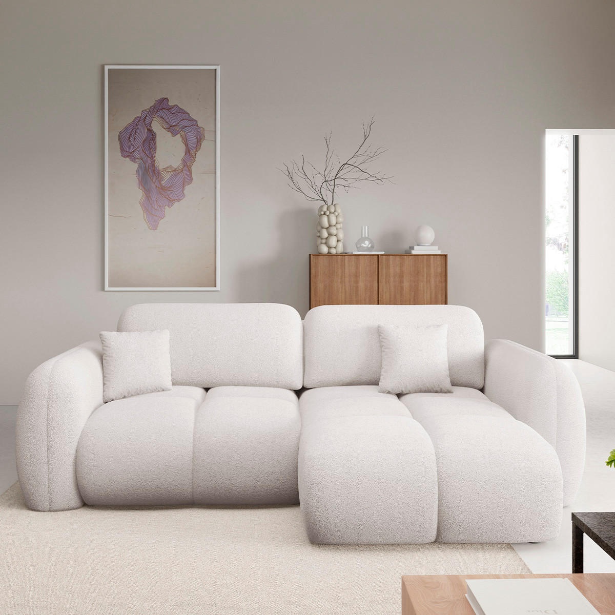 ECKSOFA Livio 3 Sitzplätze Weiß - Weiß, Holz (270/165cm) - Petits-meubles