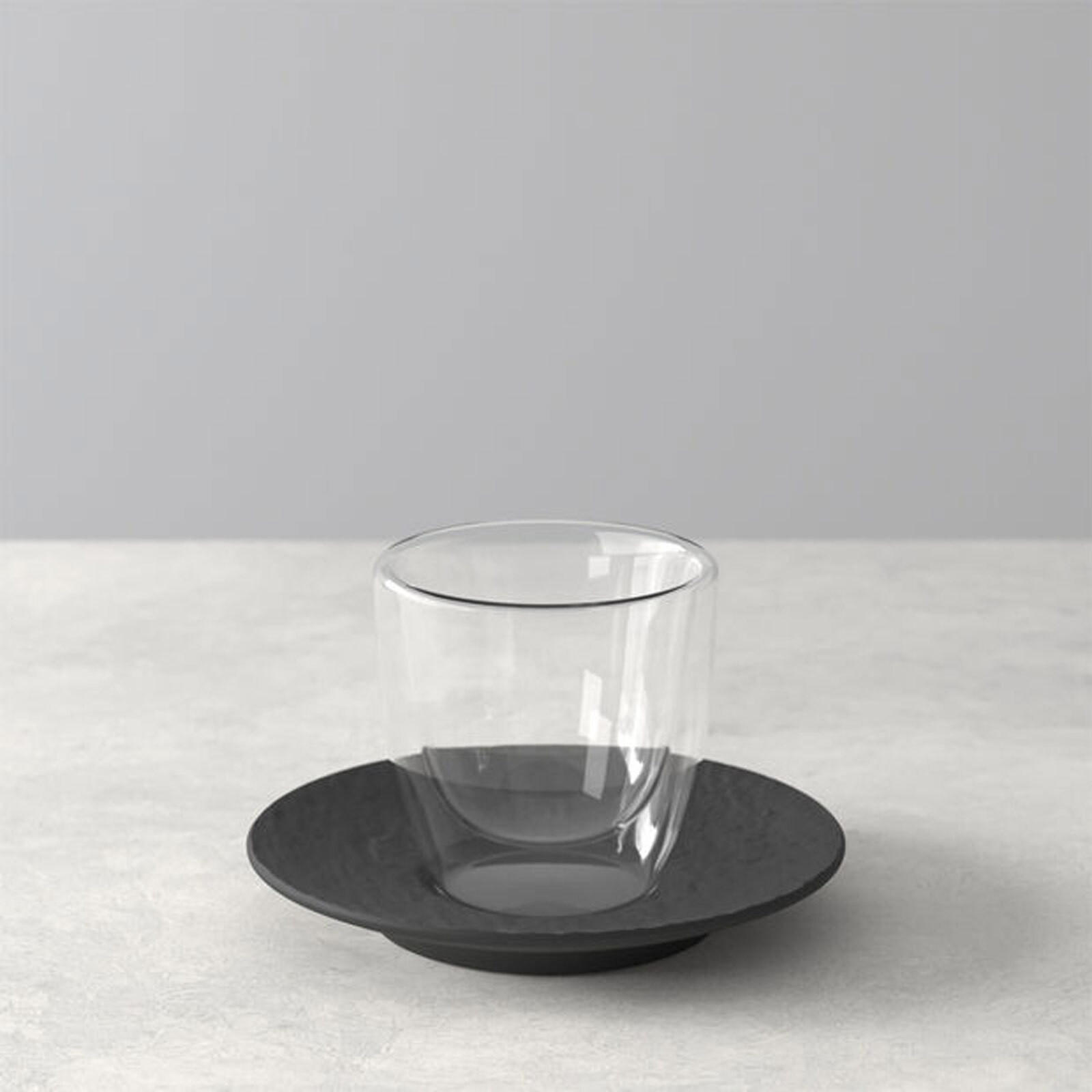 ESPRESSOGLAS MIT UNTERTASSE Manufacture Rock schwarz 70 ml - Schwarz, Kunststoff (0.07L) - Villeroy & Boch