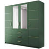 DREHTÜRENSCHRANK Balid 4-Türen, mit 3 Schubladen und Spiegel, Grün - Grün, Holzwerkstoff (196/200/58cm) - Beautysofa