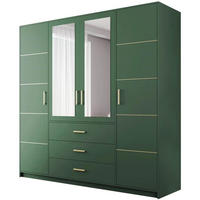 DREHTÜRENSCHRANK Balid 4-Türen, mit 3 Schubladen und Spiegel, Grün - Grün, Holzwerkstoff (196/200/58cm) - Beautysofa