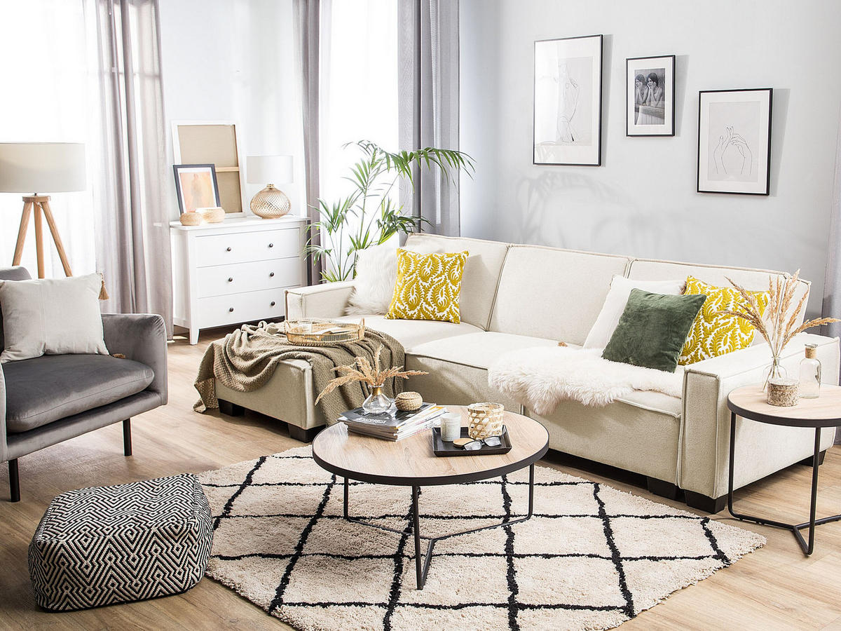 ECKSOFA Leder Beige linksseitig Romedal - Beige, Textil (290/173cm) - Beliani