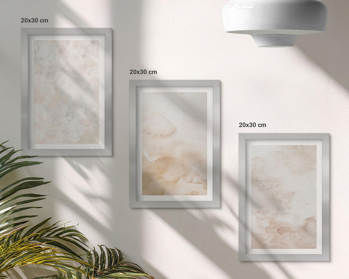WANDBILDER 3er Set - 20x30 cm Silberner Rahmen - Modische Pastelltexturen - Silberfarben, Kunststoff (20/30cm) - ArtPrintCave