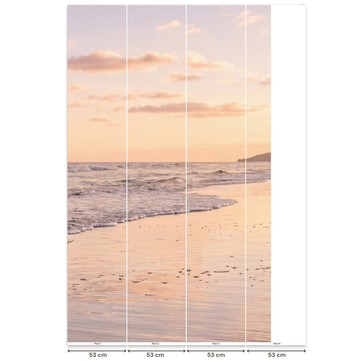 TAPETE - Strand - Brandung - Wolken - 160x280 cm - Hellrosa, Papier (160/280cm) - OnlyWow