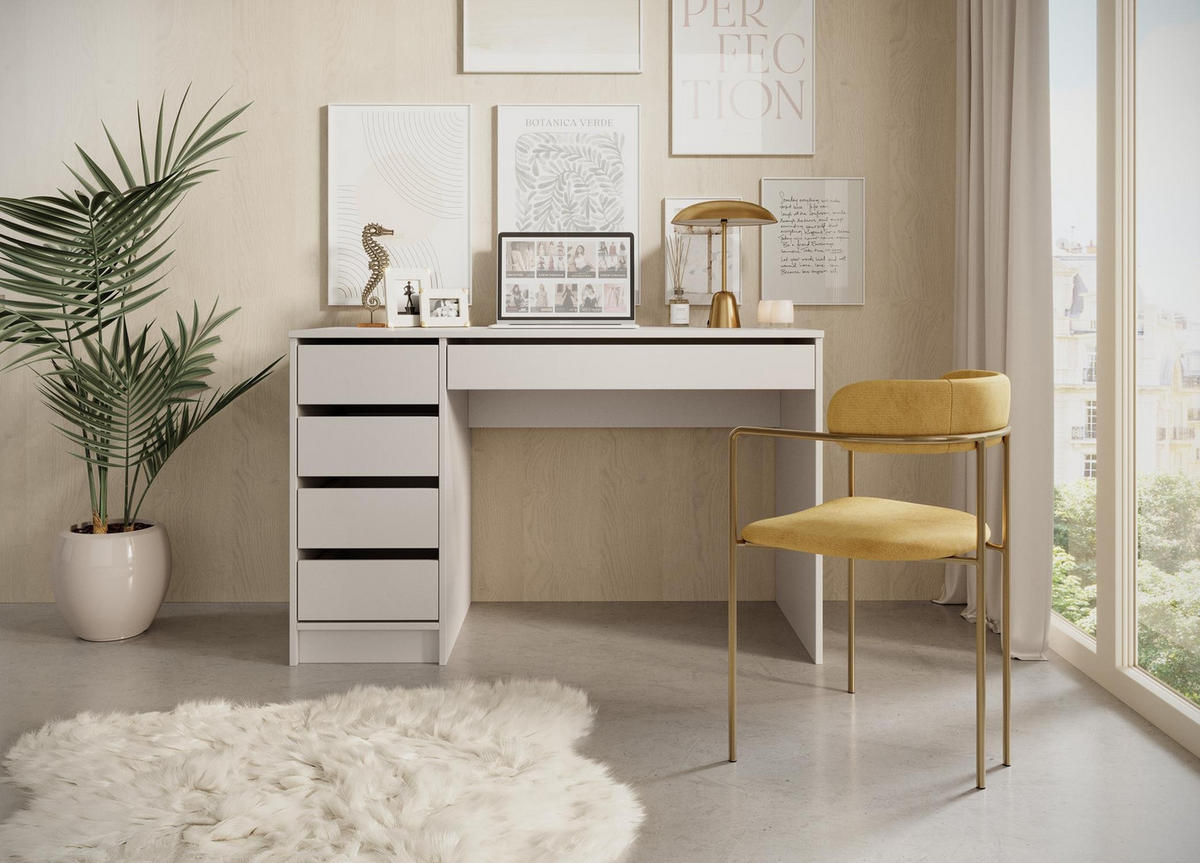 SCHREIBTISCH Megan, Kaschmir, Mit Schubladen - Kaschmir/Beige, Holzwerkstoff (55/120/75cm) - Bettso