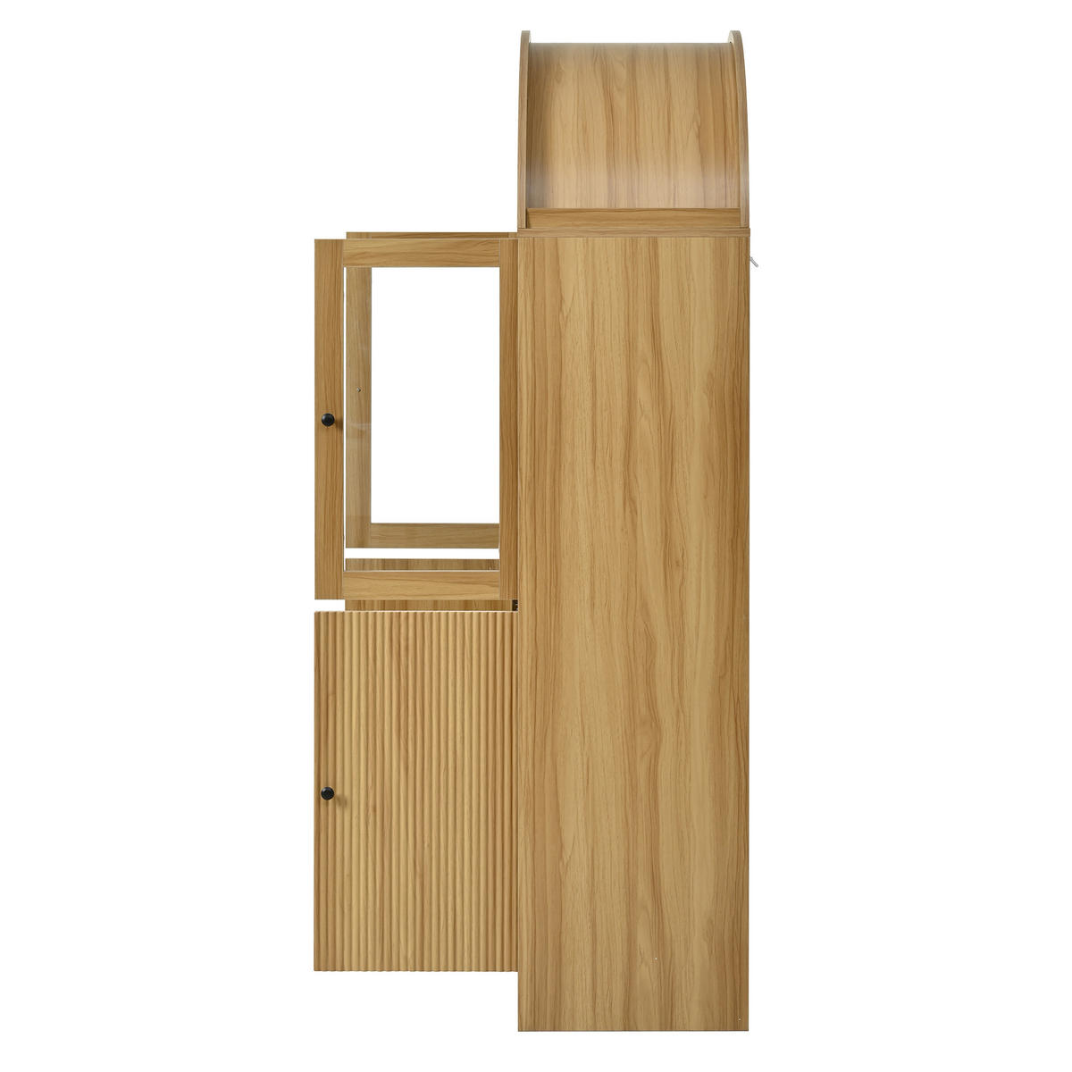 VITRINENSCHRANK Bogendecke Glas Türen Wellenmuster Weiß - Naturfarben, Holzwerkstoff (40/176/78cm) - FLIEKS