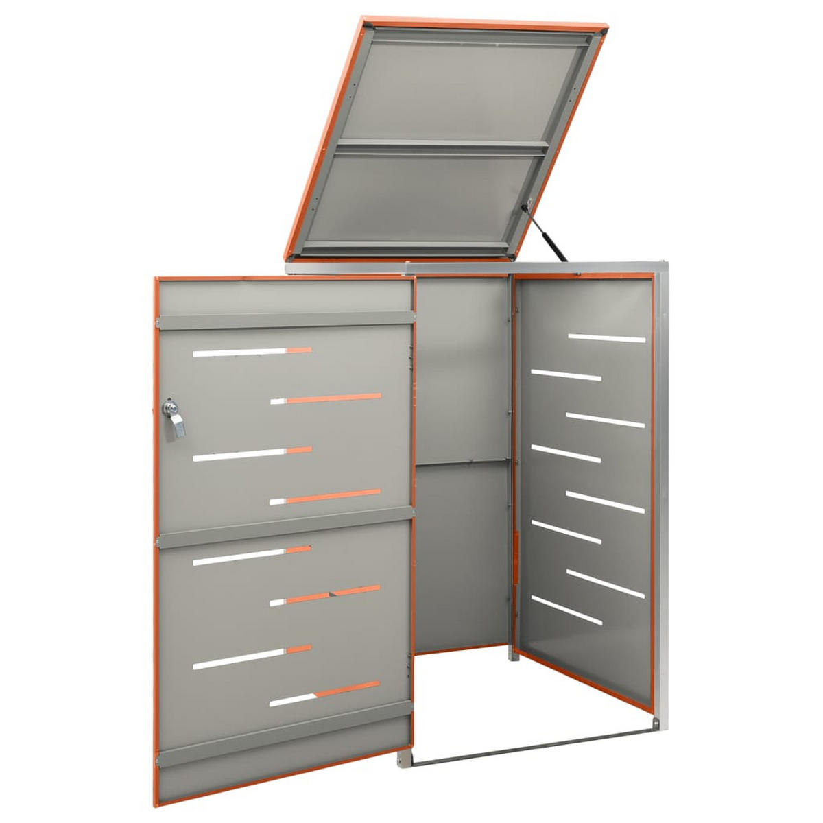 1ER Mülltonnenbox JAGU Edelstahl | Orange | 115x69x77,5cm | Für 1 Tonne 240L - Orange, Metall (69/115/77.5cm) - DELUKE