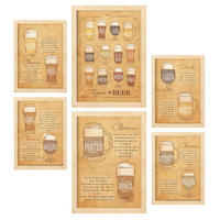 POSTER Set Mit 6 Biersorten Größe A3 & A4 Rahmen aus hellem Holz - Beige, Papier (29.7/1cm) - Nacnic