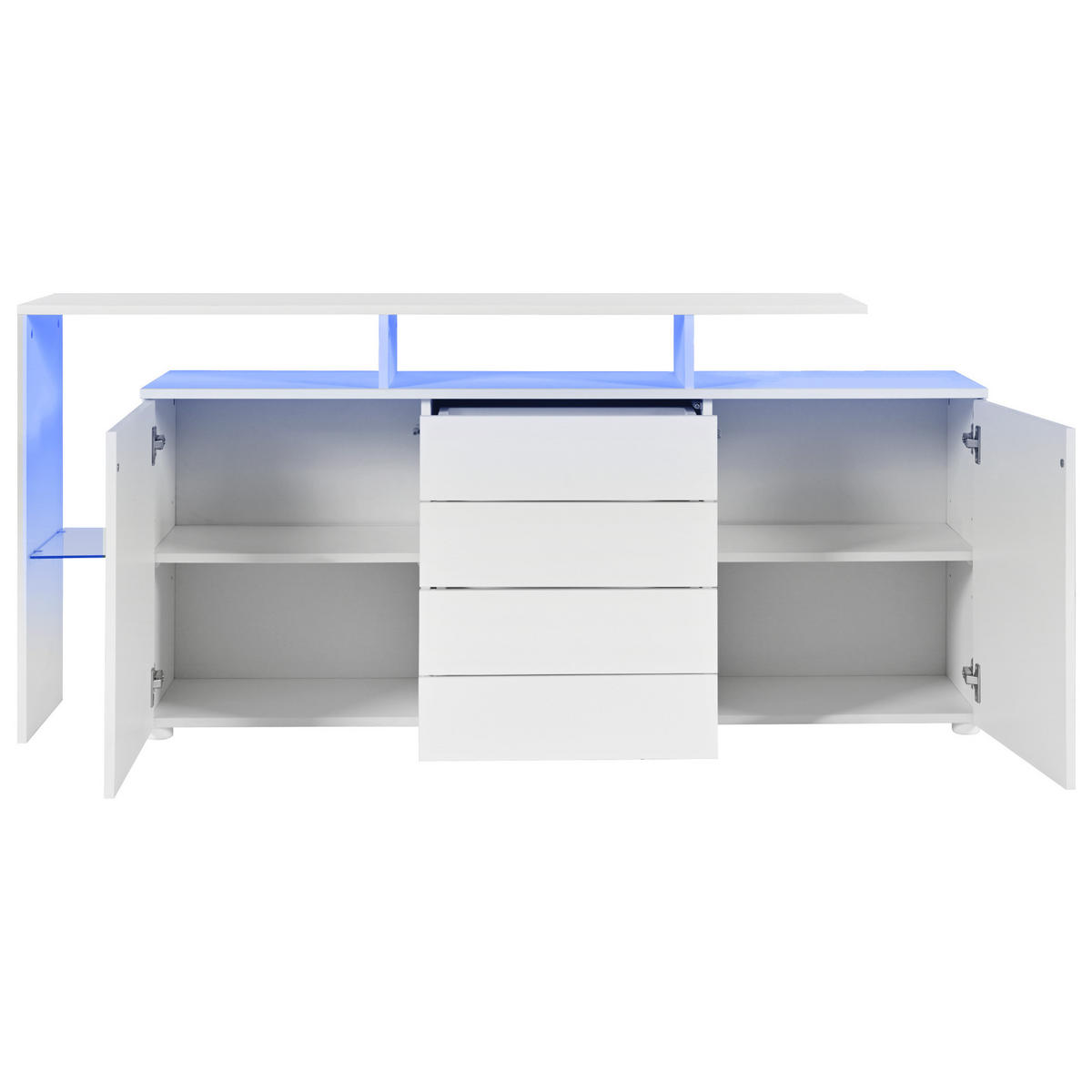 SIDEBOARD, LED, Hochglanz, Multifunktion, Weiß - Weiß, Holzwerkstoff (35/70/160cm) - FLIEKS