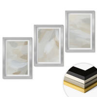 WANDBILDER 3er Set - 20x30 cm Silberner Rahmen - Abstrakter Pinselhintergrund - Silberfarben, Kunststoff (20/30cm) - ArtPrintCave