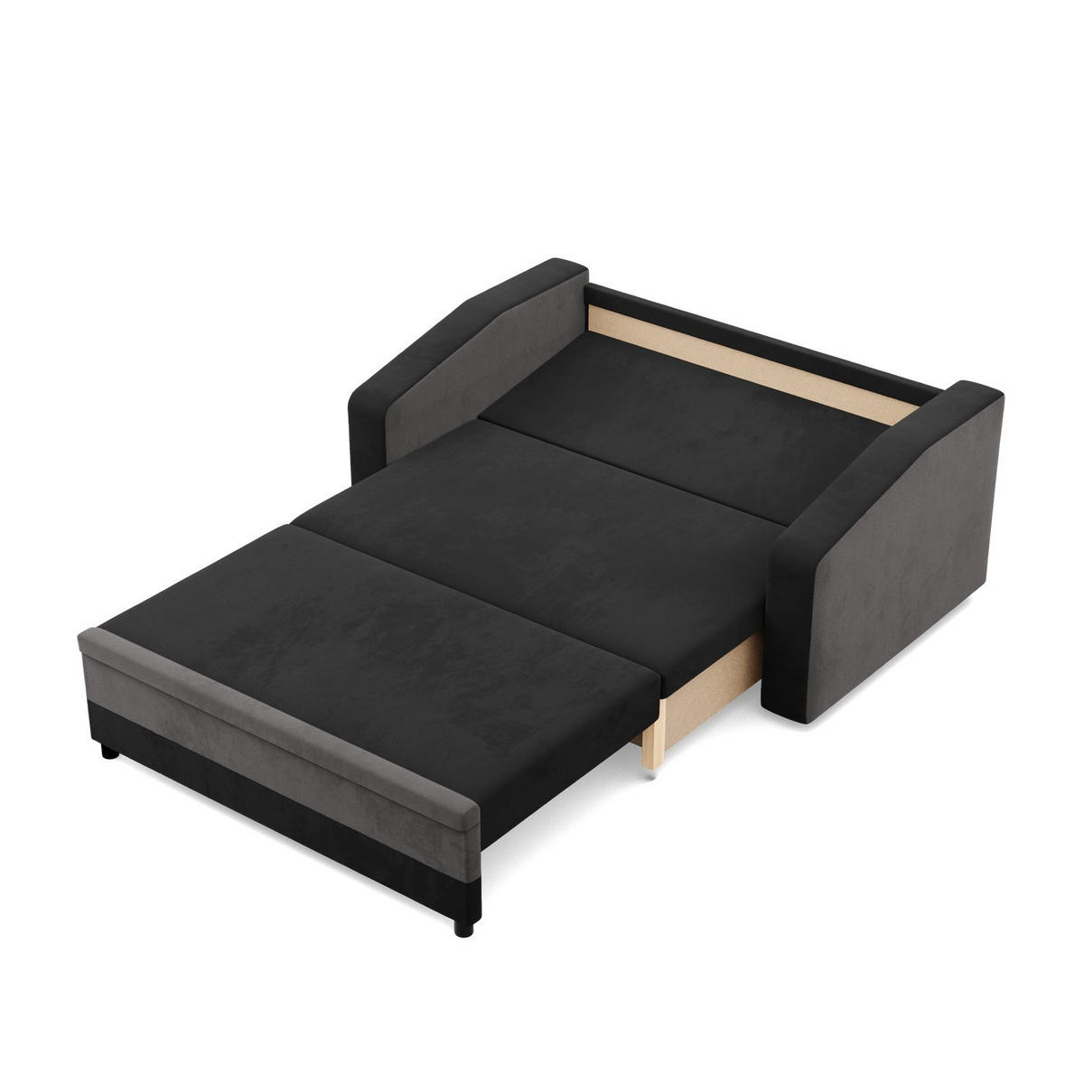 SOFA 2-SITZER MIT SCHLAFFUNKTION ORION, Schwarz + Grau - Schwarz/Grau, Textil (148/90/87cm)