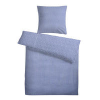 SEERSUCKER-BETTWÄSCHE 155x220 Kariert Sommer Bettbezug Bügelfrei aus 100% Baumwolle, Bettbezüge Karo Muster Blau - Weiß, Textil (155/220cm) - Carpe Sonno