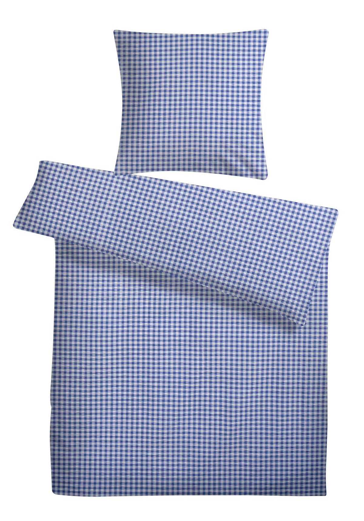 SEERSUCKER-BETTWÄSCHE 155x220 Kariert Sommer Bettbezug Bügelfrei aus 100% Baumwolle, Bettbezüge Karo Muster Blau - Weiß, Textil (155/220cm) - Carpe Sonno