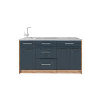 KUCHYNSKÝ BLOK Fame-Line, Tmavo modrá vysoký lesk, 150 cm, AP Marble - tmavomodrá/dub medový, kompozitné drevo (150/82/60cm) - Vicco