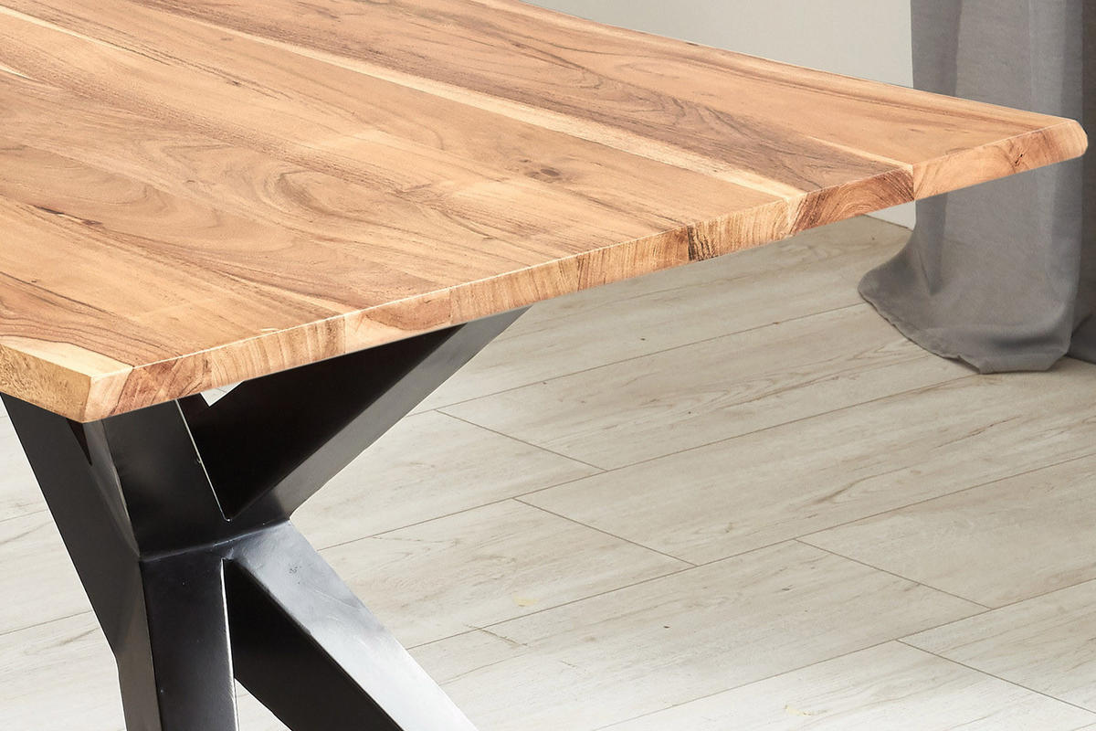 ESSTISCH CONNI - Beige/Schwarz, Holz/Metall (100/220/77cm) - SAM