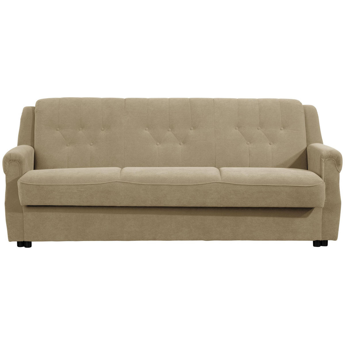 SOFA 3-Sitzer mit Bettfunktion Kaylyn Flockstoff sand - Sandfarben, Kunststoff (83/89/207cm) - 58aufmkessel