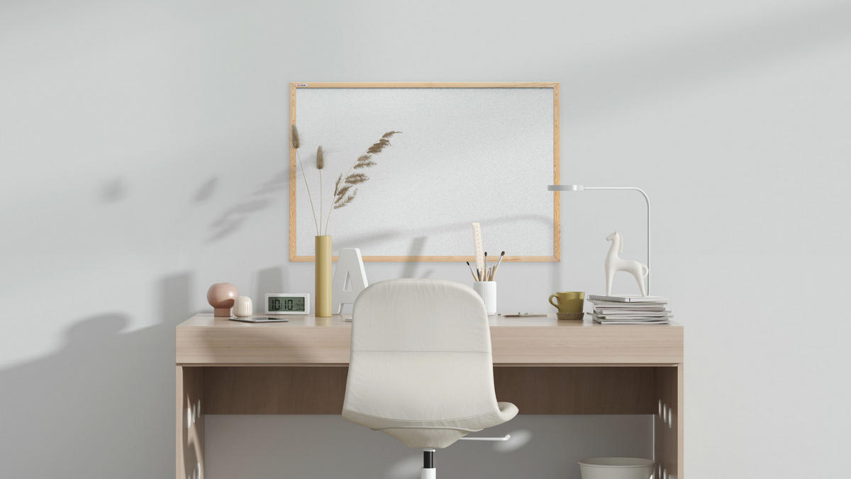 WEISS Pinnwand mit Holz Rahmen 90x60cm - Weiß, Holz (90/60/1.5cm) - ALLboards