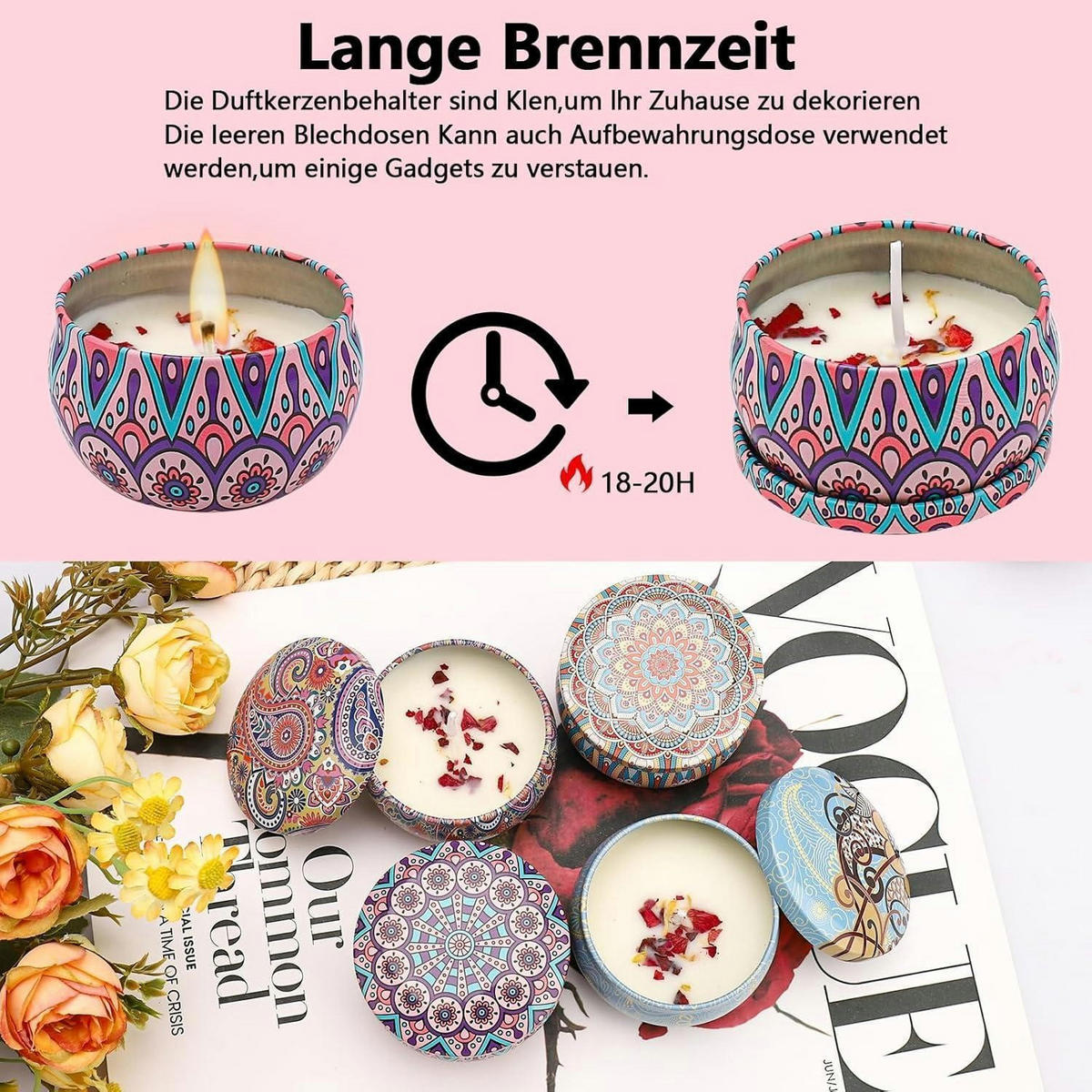 DUFTKERZEN 4-teiliges Set Sojawachs Aromatherapie - Multicolor, Paraffin (4cm)