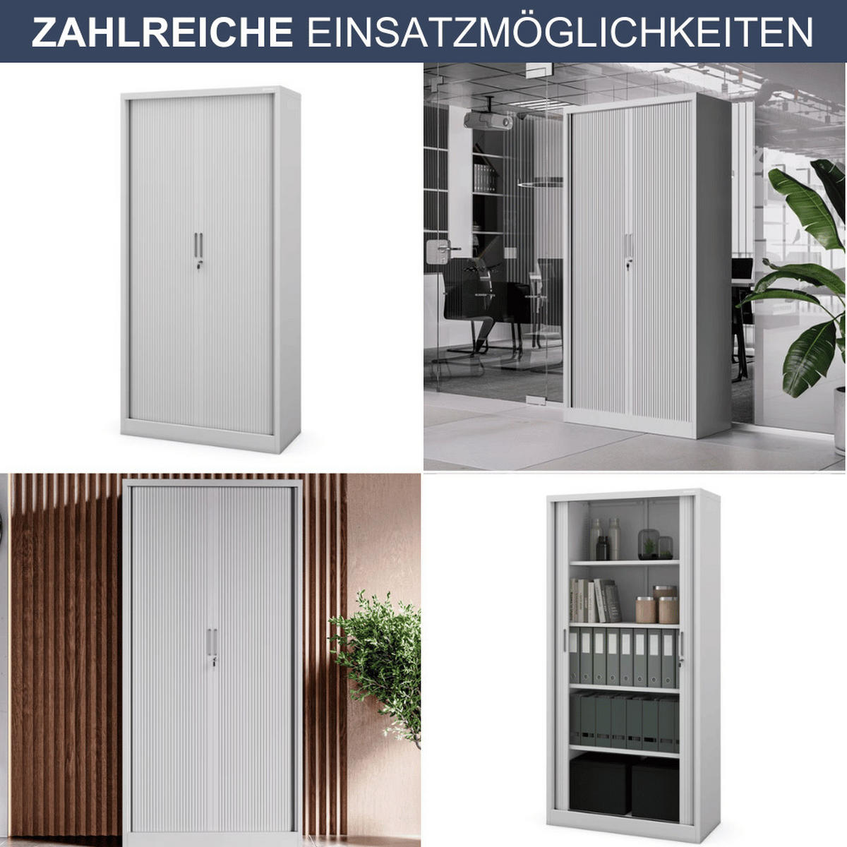 AKTENSCHRANK abschließbar KETI mit Rolladentüren 185x90x45cm Grau - Grau, Metall (90/185/45cm) - DELUKE