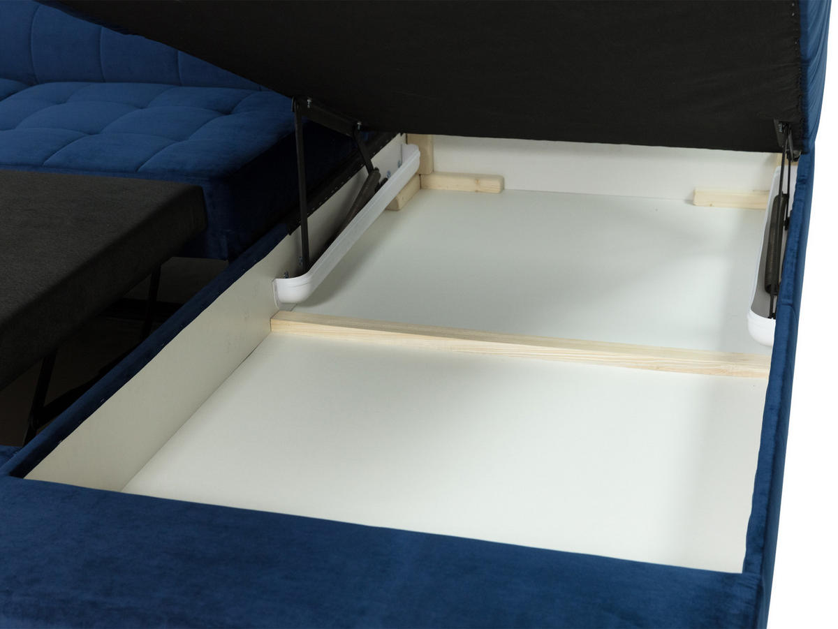 ECKSOFA Nord, Seite: Links - Currygelb/Schwarz, Holz/Textil (264/203cm) - MIRJAN24