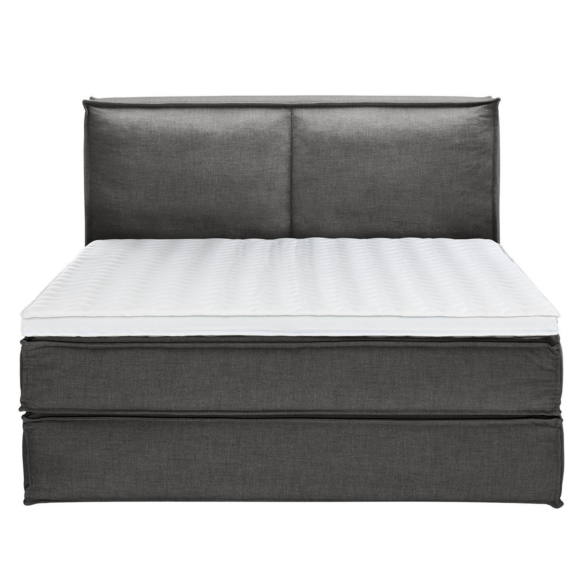 BOXSPRINGBETT mit Kopfteil - Premium - Anthrazit, Textil (180/220cm) - home24