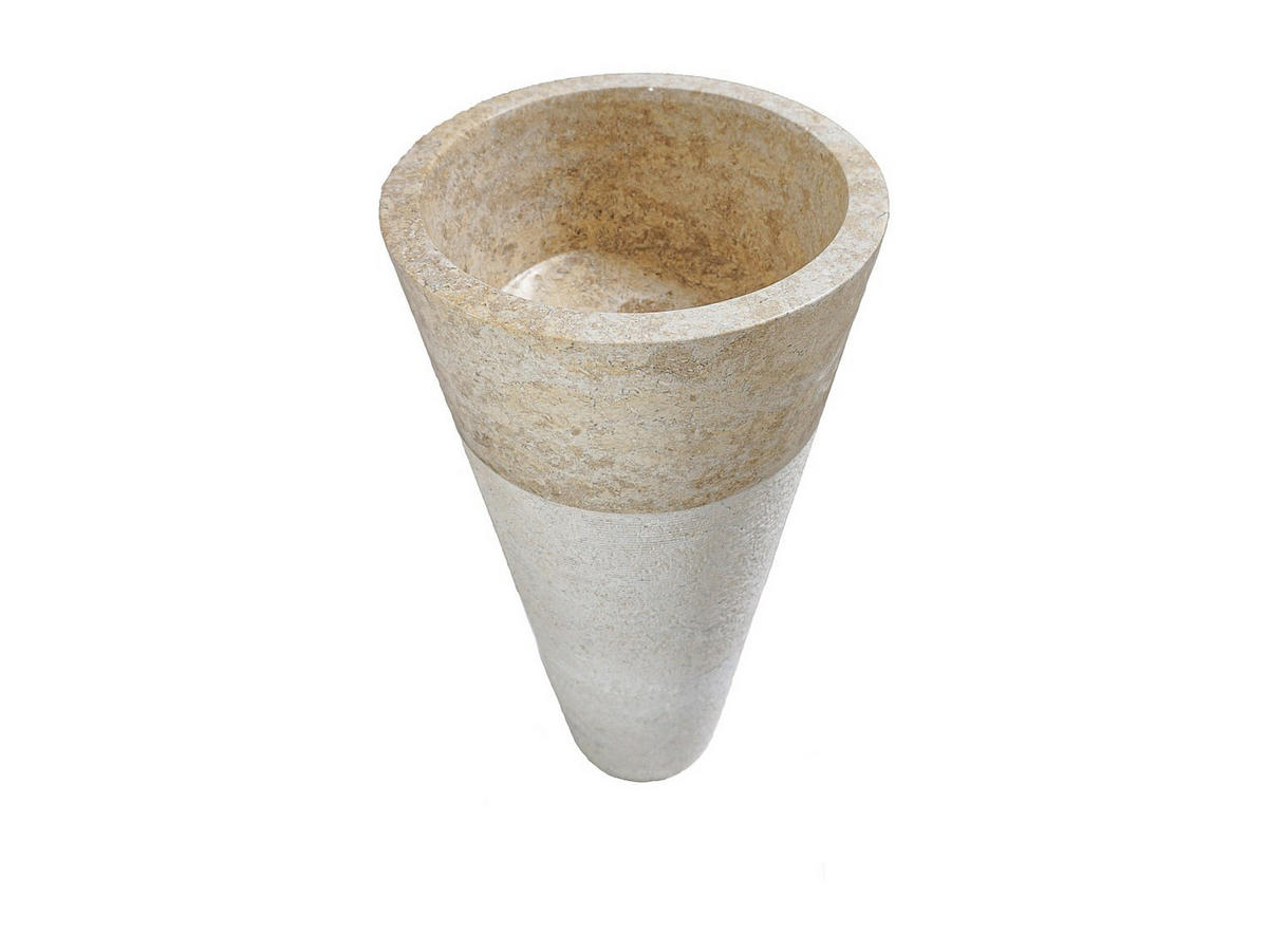 STANDWASCHBECKEN - Marmor - Cremefarben - LANTA - Creme, Stein (40/90/40cm) - Vente-Unique