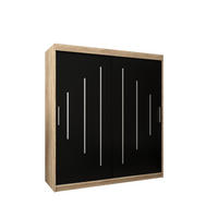 SCHWEBETÜRENSCHRANK 200/180/62 2-türig - Silberfarben/Schwarz, Holz/Kunststoff (180/200/62cm) - Abiks Möbel